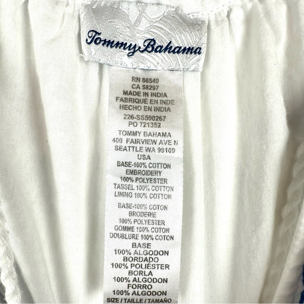 Tommy Bahama Watercolor Cotton-Voile Embroidered Split Neck Dress Resort Beach - Picture 8 of 11